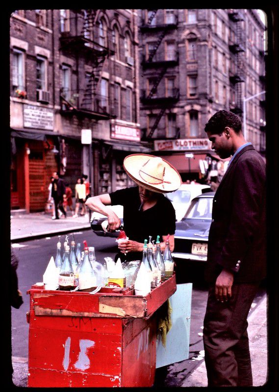 Ices Vendor on the Lower East Side (exact location unknown). 1960s.<br/>